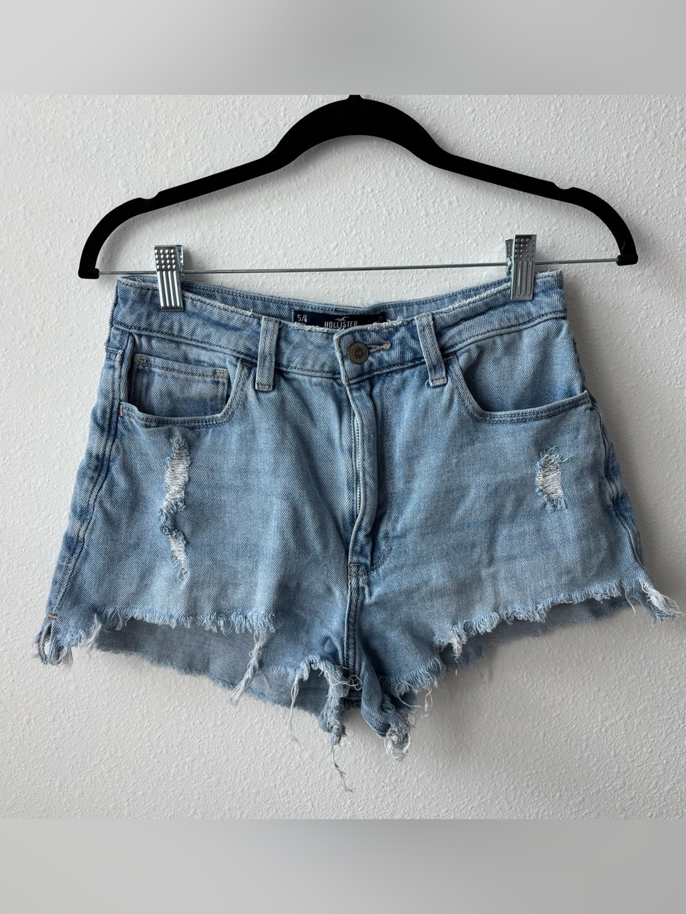 Hollister Light Wash Distressed Denim Cutoff Shorts